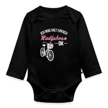 Ich Mag Halt Einfach Radfahren - Ok - Blumenmuster - Baby Bio-Langarm-Body - Schwarz - Vorne