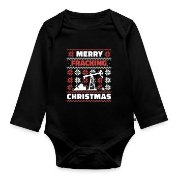 Oilfield Oil Rig Christmas Fracking - Organic Longsleeve Baby Bodysuit - black - Front