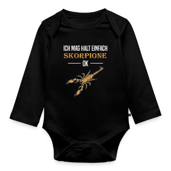 Einfache Skorpion Liebe Klartext Geschenk - Baby Bio-Langarm-Body - Schwarz - Vorne