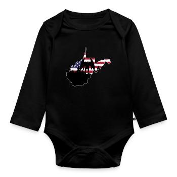 Mothman USA Flag Map Cryptid Cryptozoology - Organic Longsleeve Baby Bodysuit - black - Front