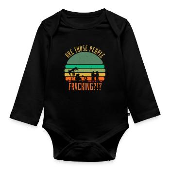 Oilfield Oil Rig Fracking - Organic Longsleeve Baby Bodysuit - black - Front