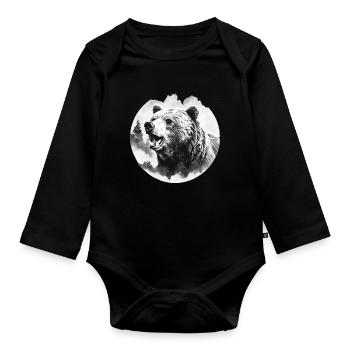 Ours, nature, environnement, protection de - Body Bébé bio manches longues - noir - Devant