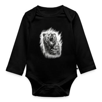 Fox Forest Moon Fable Mythical Fairy Tale - Organic Longsleeve Baby Bodysuit - black - Front