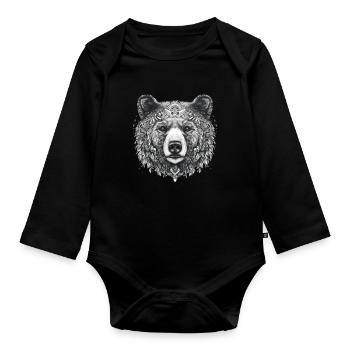 Ours, nature, environnement, protection de - Body Bébé bio manches longues - noir - Devant