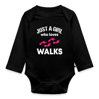 Simple Walk Lover Gift - Organic Longsleeve Baby Bodysuit - black - Front
