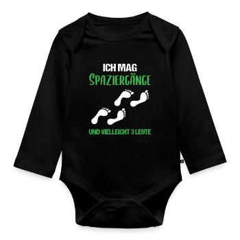 Humorvolle Spaziergang-Liebhaber Einsiedler - Baby Bio-Langarm-Body - Schwarz - Vorne