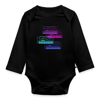 Synthesizer Sammlung Musik Design - Baby Bio-Langarm-Body - Schwarz - Vorne
