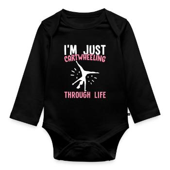 Cartwheel Gymnastics Cheerleading - Organic Longsleeve Baby Bodysuit - black - Front