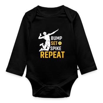 Bump Set Spike Repeat - Baby Bio-Langarm-Body - Schwarz - Vorne