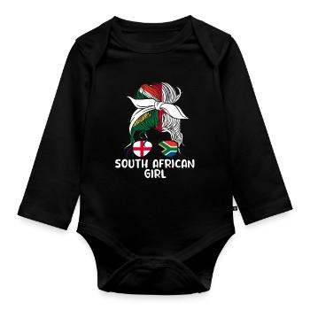 Moitié Sud-Africaine Moitié Anglaise Afrique du Sud - Body Bébé bio manches longues - noir - Devant