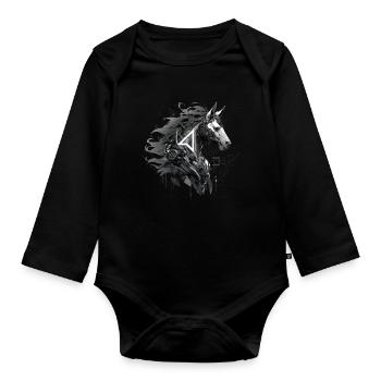 Mecha Tier Tiger Wolf Fuchs Pferd Cyborg - Baby Bio-Langarm-Body - Schwarz - Vorne