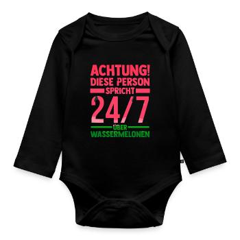 Früchte Wassermelone - Baby Bio-Langarm-Body - Schwarz - Vorne