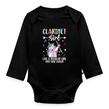 Clarinette - Body Bébé bio manches longues - noir - Devant