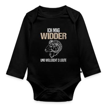 Widder und 3 Leute Humor Astrologie Geschenk - Baby Bio-Langarm-Body - Schwarz - Vorne