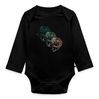 Trois Bélier Trio astrologie zodiaque cadeau - Body Bébé bio manches longues - noir - Devant
