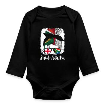 Suid-Afrika Sud-Africain Fille Angleterre Fille - Body Bébé bio manches longues - noir - Devant