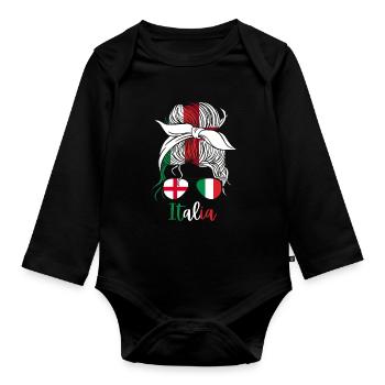 Italia, Ragazza italiana Italian Girl Italie - Body Bébé bio manches longues - noir - Devant