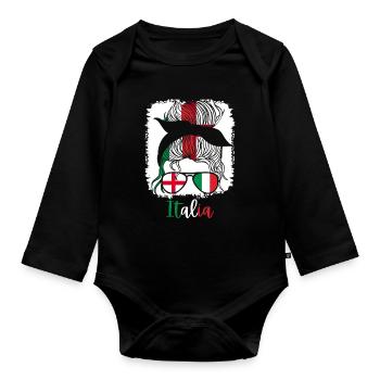 Italia Moitié Anglaise Moitié Italienne Fille Italie - Body Bébé bio manches longues - noir - Devant