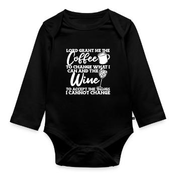 Coffee Cafe Coffee Wine - Organic Longsleeve Baby Bodysuit - black - Front