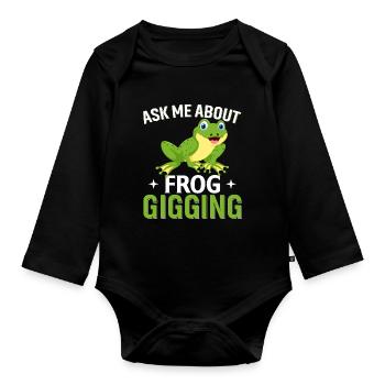 Fragen Sie Mich Über Frosch-Gigging - Baby Bio-Langarm-Body - Schwarz - Vorne