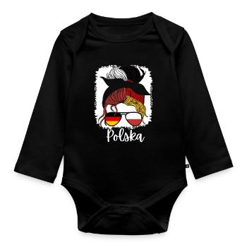 Polska dziewczyna Moitié Allemand Polonais Fille Pologne - Body Bébé bio manches longues - noir - Devant