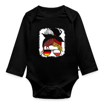 Deutschland Polonais Fille Pologne Allemagne Polska Maman - Body Bébé bio manches longues - noir - Devant