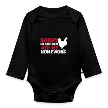 Mon poulet a mangé mes devoirs - Body Bébé bio manches longues - noir - Devant