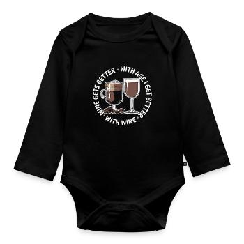 Café Café Lustig Café Vin - Body Bébé bio manches longues - noir - Devant