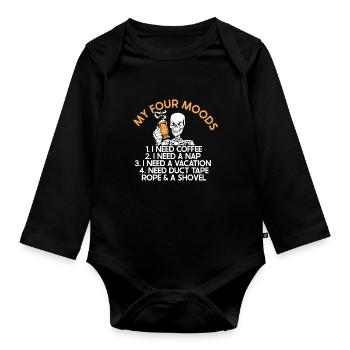 Halloween Skelett Kaffee - Baby Bio-Langarm-Body - Schwarz - Vorne