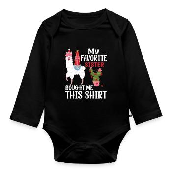 Christmas favorite sister - Baby Bio-Langarm-Body - Schwarz - Vorne