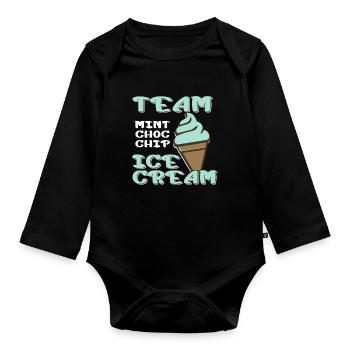 Team Mint Choc Crème glacée Cornet Crème glacée Crème glacée - Body Bébé bio manches longues - noir - Devant
