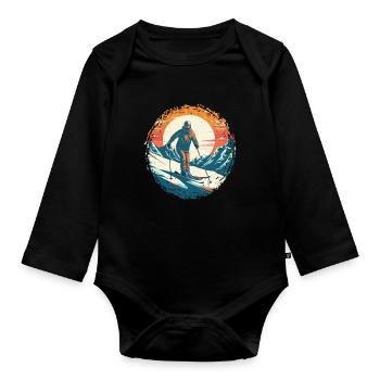 Snowboardung und Skifahren und dann Aprés-Ski - Baby Bio-Langarm-Body - Schwarz - Vorne