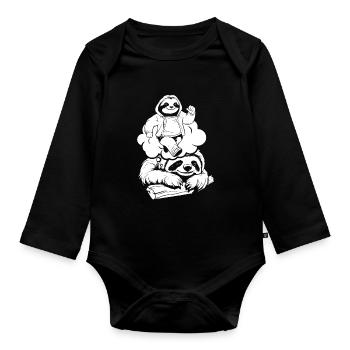 Faultier Witzig - Baby Bio-Langarm-Body - Schwarz - Vorne
