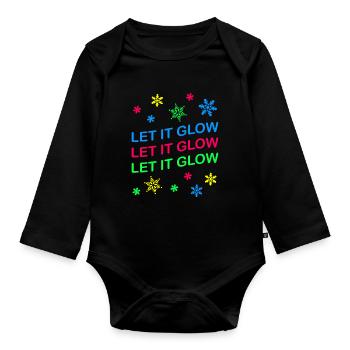 Let it Glow Colorful Snowflakes Festive - Organic Longsleeve Baby Bodysuit - black - Front
