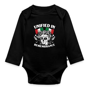 Unifié En Souvenir Dia De Muertos - Body Bébé bio manches longues - noir - Devant