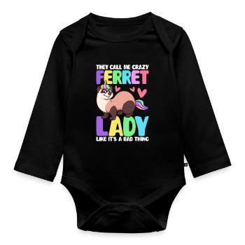 Female Ferret Lover - Organic Longsleeve Baby Bodysuit - black - Front