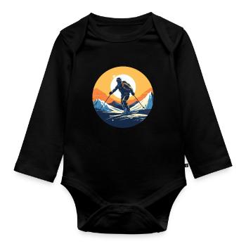 Snowboard ou ski puis après-ski - Body Bébé bio manches longues - noir - Devant