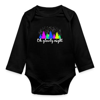 Colorful Fir Forest Glowly Night Art - Organic Longsleeve Baby Bodysuit - black - Front