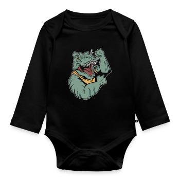 Trex T Rex Dino Cool - Body Bébé bio manches longues - noir - Devant