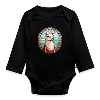 Christian Christianity Lama - Organic Longsleeve Baby Bodysuit - black - Front