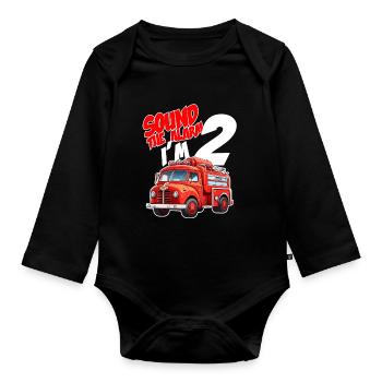 Kids Fire Truck 2 Year Old Firefighter Birthday - Baby Bio-Langarm-Body - Schwarz - Vorne