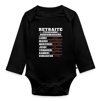 Retraite programme hebdomad retraite rigolo - Body Bébé bio manches longues - noir - Devant
