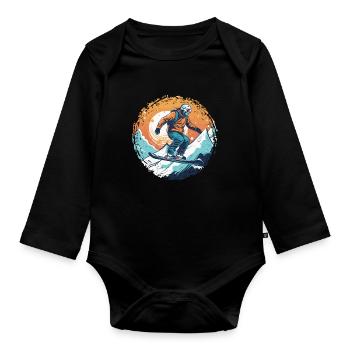 Snowboard ou ski puis après-ski - Body Bébé bio manches longues - noir - Devant