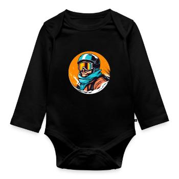 Snowboard ou ski puis après-ski - Body Bébé bio manches longues - noir - Devant