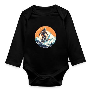 Snowboard ou ski puis après-ski - Body Bébé bio manches longues - noir - Devant