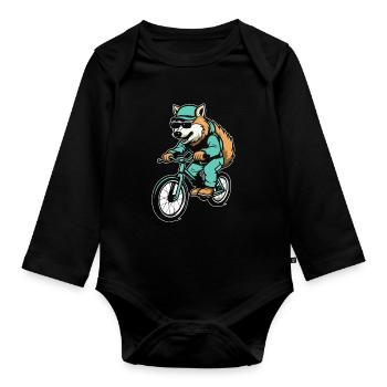 Wolf Cycling - Organic Longsleeve Baby Bodysuit - black - Front