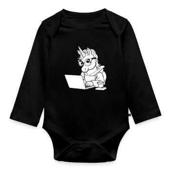 Entwickler Coder Programmierer Kaffee - Baby Bio-Langarm-Body - Schwarz - Vorne