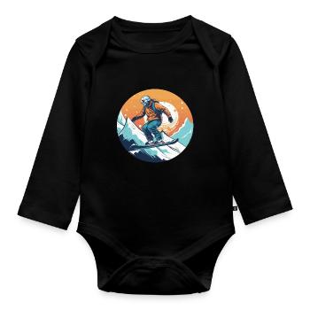 Snowboard ou ski puis après-ski - Body Bébé bio manches longues - noir - Devant
