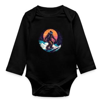 Snowboarding or skiing and then après ski - Organic Longsleeve Baby Bodysuit - black - Front