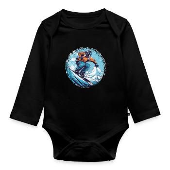 Snowboard ou ski puis après-ski - Body Bébé bio manches longues - noir - Devant